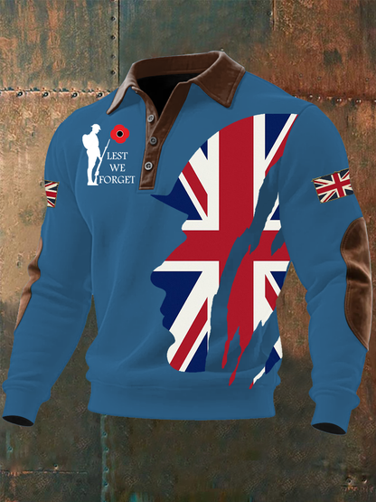Men's Remembrance Day Lest We Forget Buttoned Top