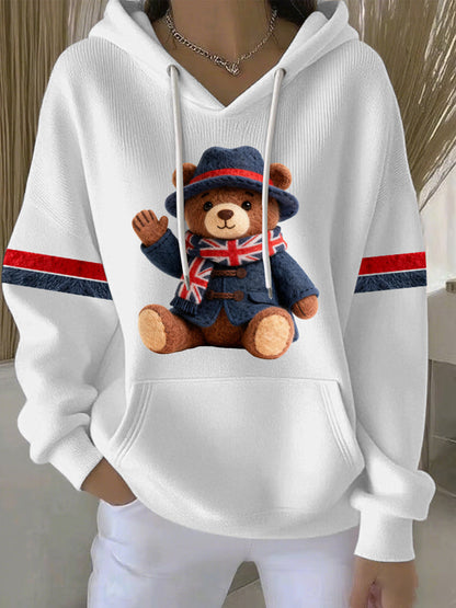 Women's British style Print Casual Hoodie