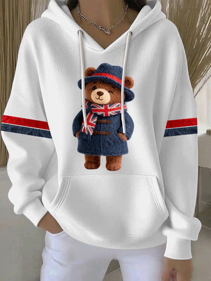 Women's British style Print Casual Hoodie