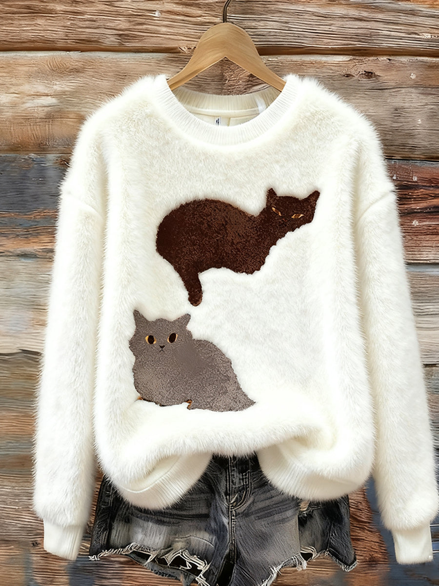 Women's Retro Animal Art Print Comfortable Flannel Sweatshirt