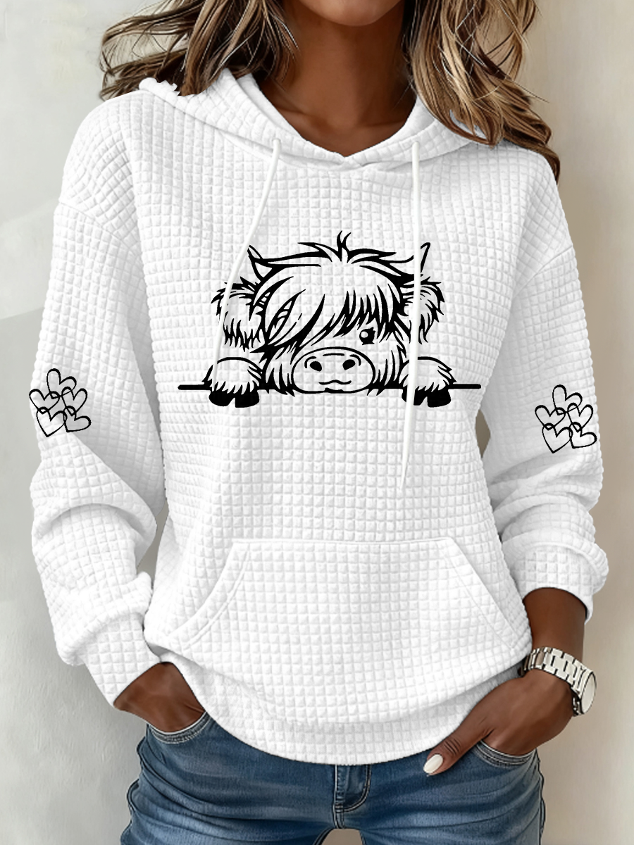 Women's Highland Cow Print Casual Top