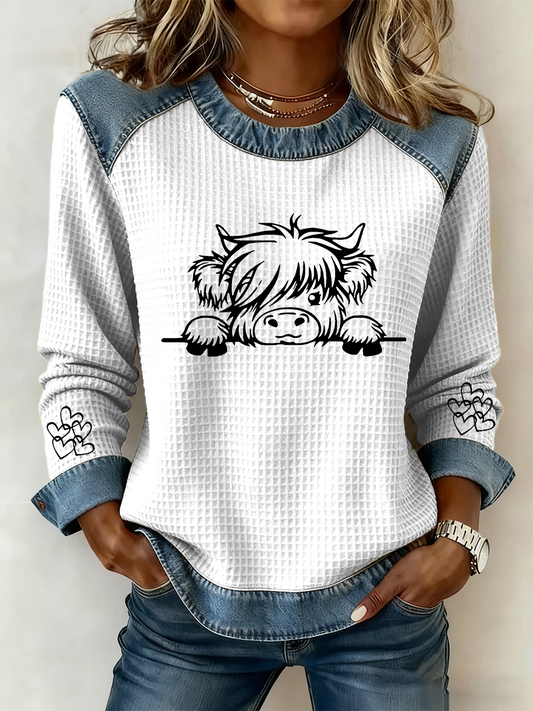 Women's Highland Cow Art Print Casual Top