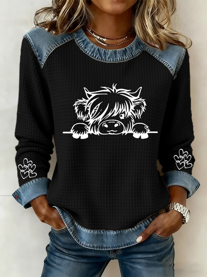Women's Highland Cow Art Print Casual Top