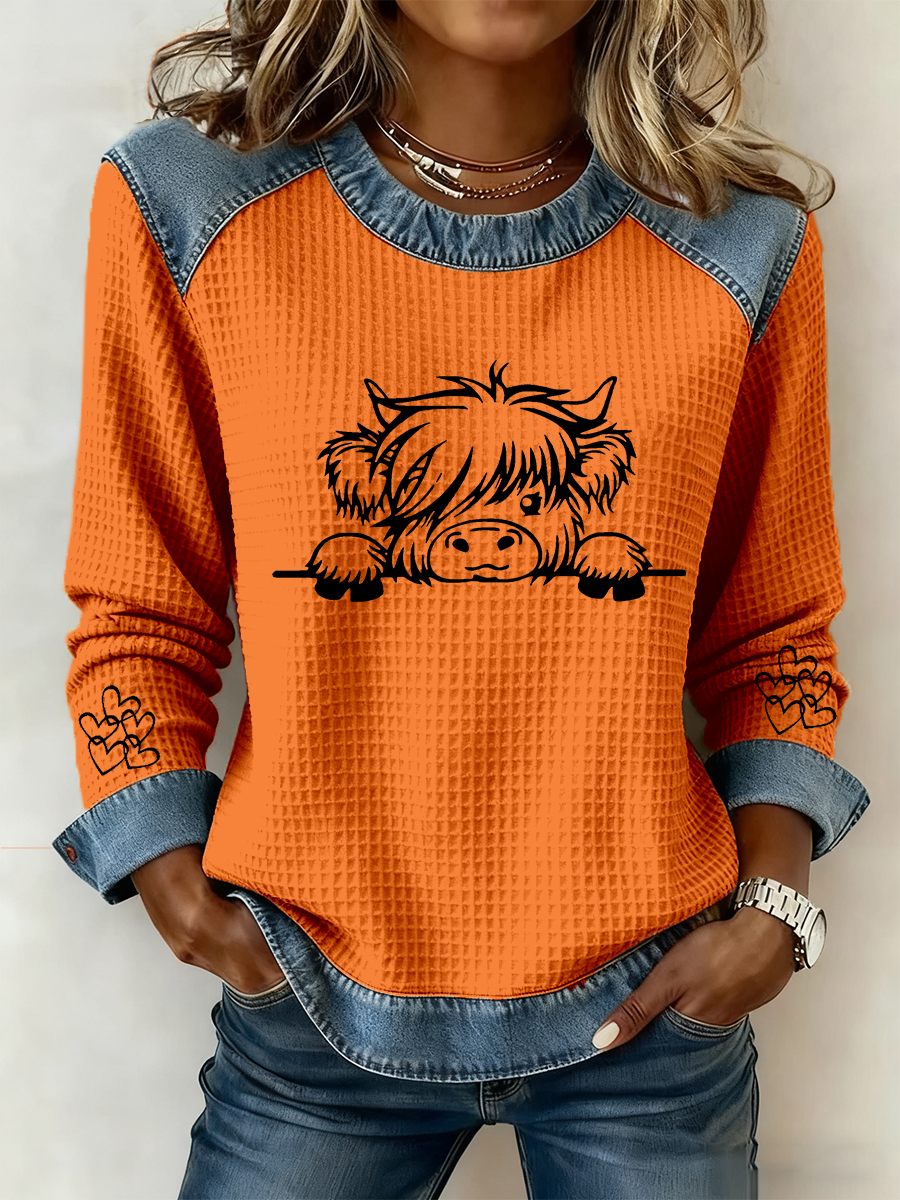 Women's Highland Cow Art Print Casual Top