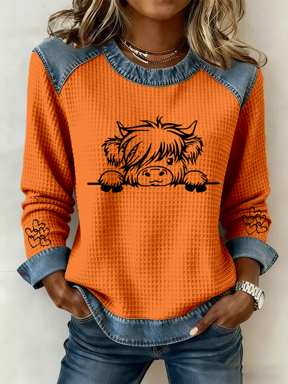Women's Highland Cow Art Print Casual Top