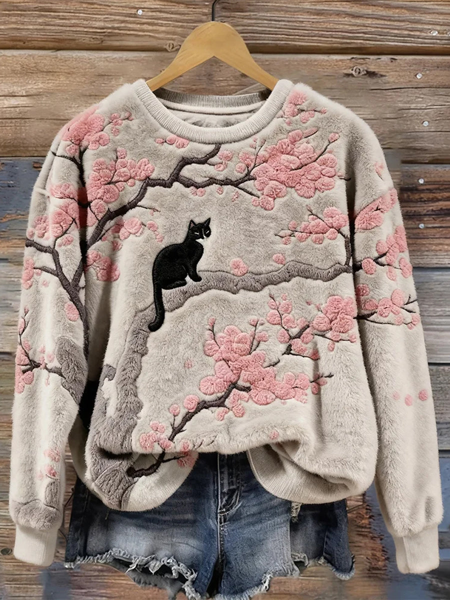 Women's Retro Animal Art Print Comfortable Flannel Sweatshirt