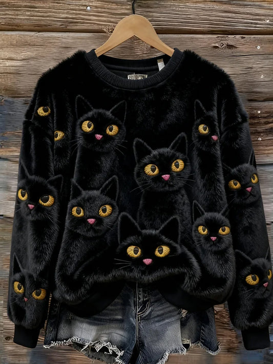 Women's Retro Animal Art Print Comfortable Flannel Sweatshirt