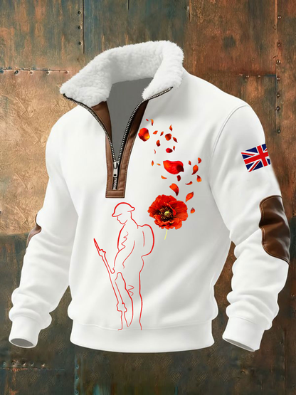 Men's Remembrance Day Lest We Forget Baggy Zip-up Hoodie