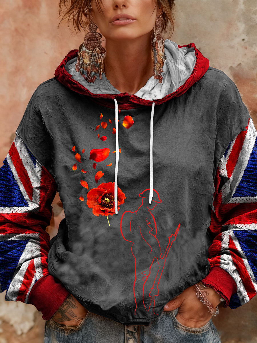 Women's Remembrance Day Lest We Forget Drawstring Hoodie