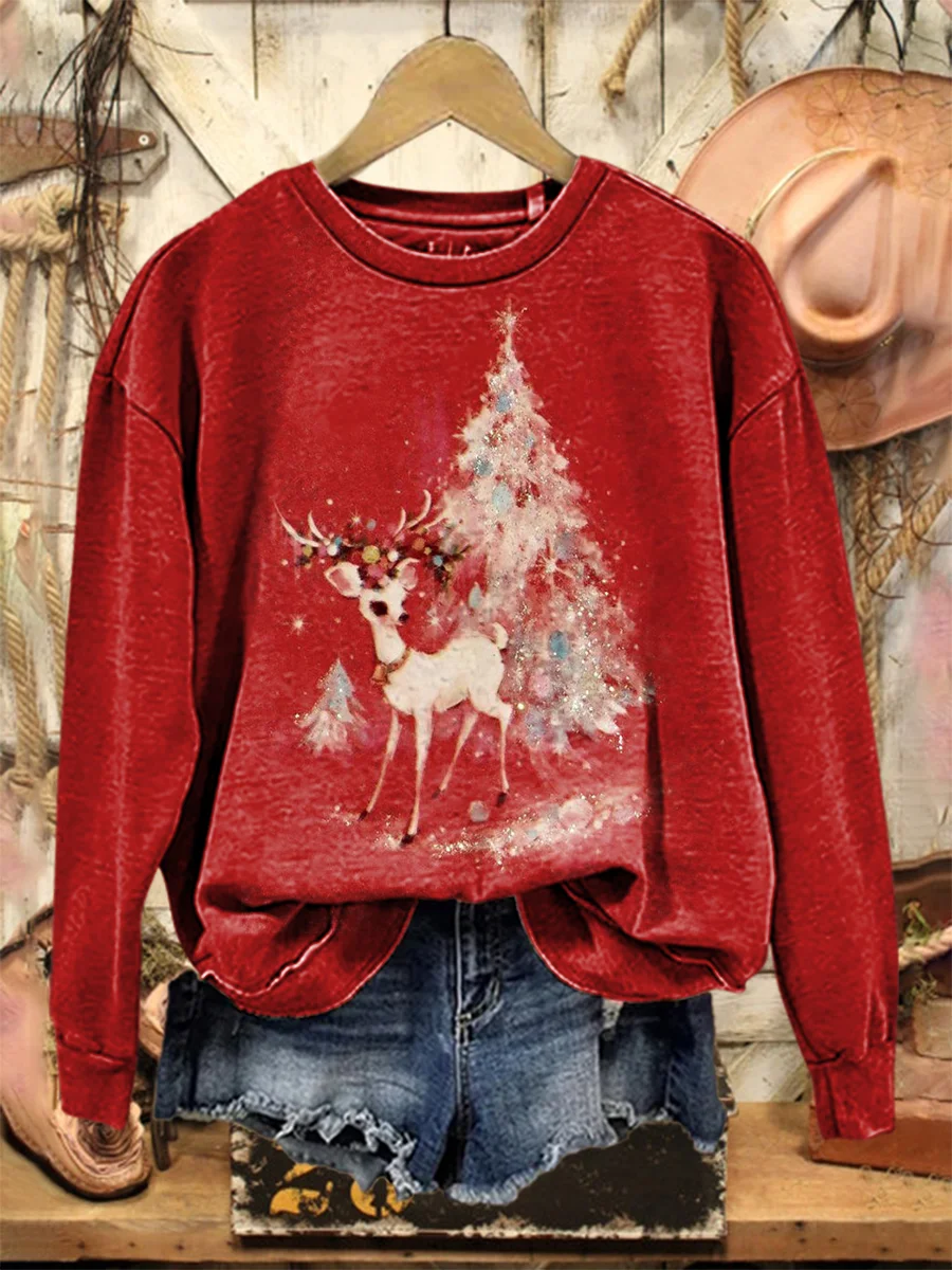 Women's Christmas deer Regular Sweatshirt