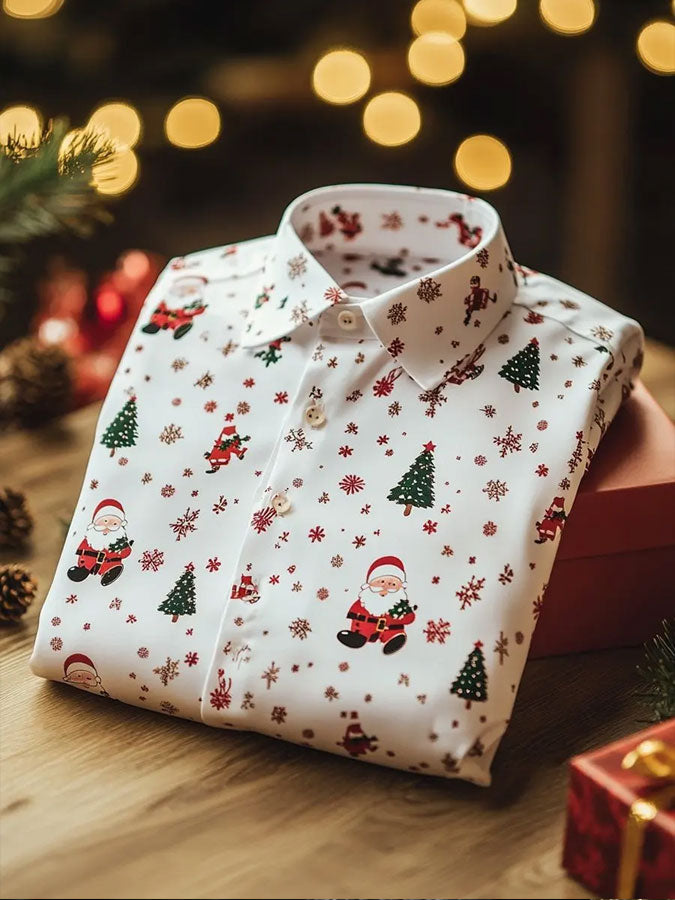 Men's Christmas Art Business Style Printed CasuaL Shirt