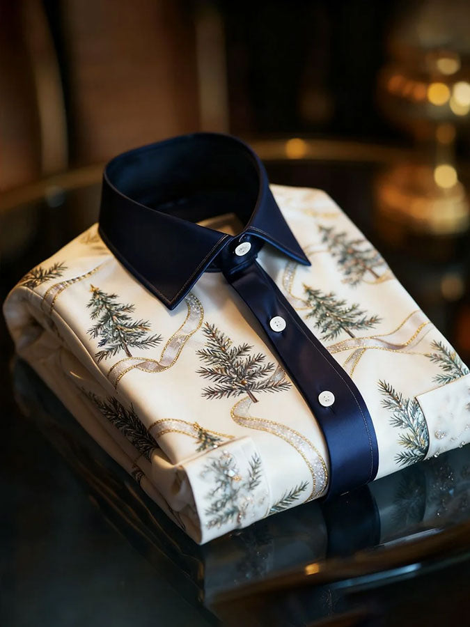 Men's Luxury Christmas Art Business Style Printed CasuaL Shirt