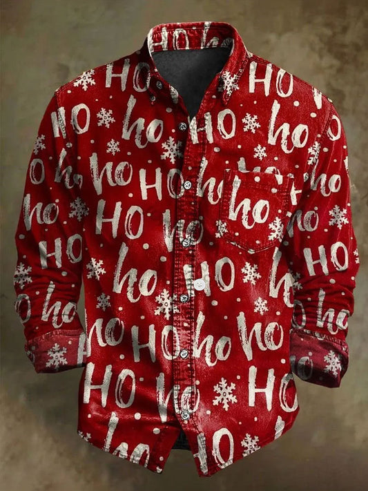 Men's Christmas Art Business Style Printed CasuaL Shirt