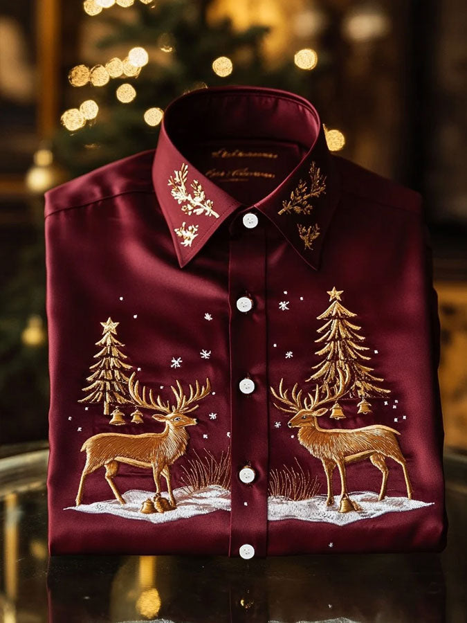 Men's Luxury Christmas Art Business Style Printed CasuaL Shirt
