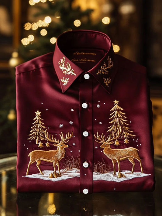 Men's Luxury Christmas Art Business Style Printed CasuaL Shirt