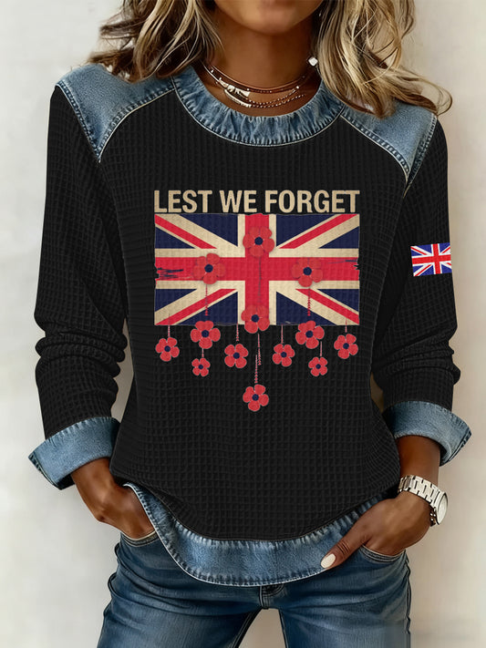 Women's Remembrance Day Print Waffle Sweatshirt