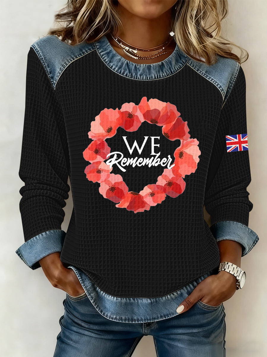 Women's Remembrance Day Print Waffle Sweatshirt