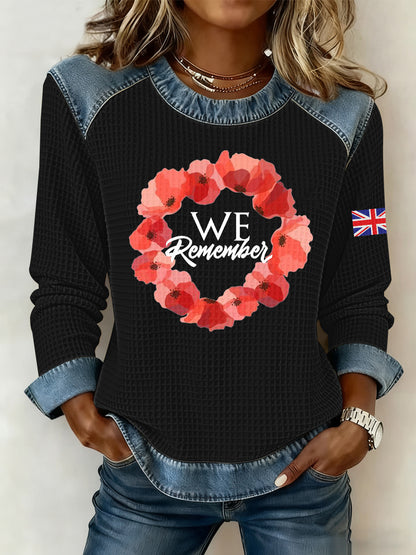 Women's Remembrance Day Print Waffle Sweatshirt