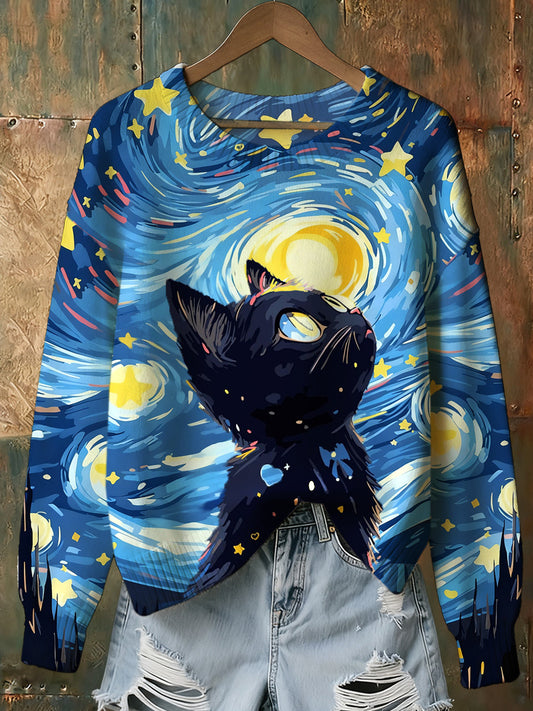 Women's Christmas Art Print Commemorative Sweatshirt