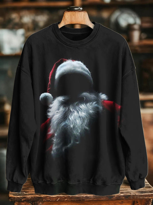 Abstract Santa Print Casual Crewneck Sweatshirt
