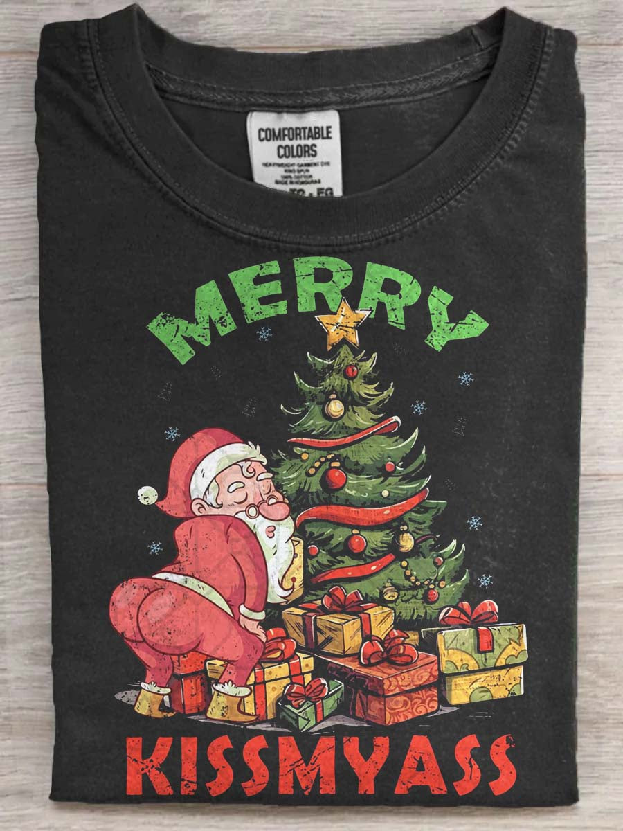Funky Santa Print Casual Short-Sleeve T-Shirt