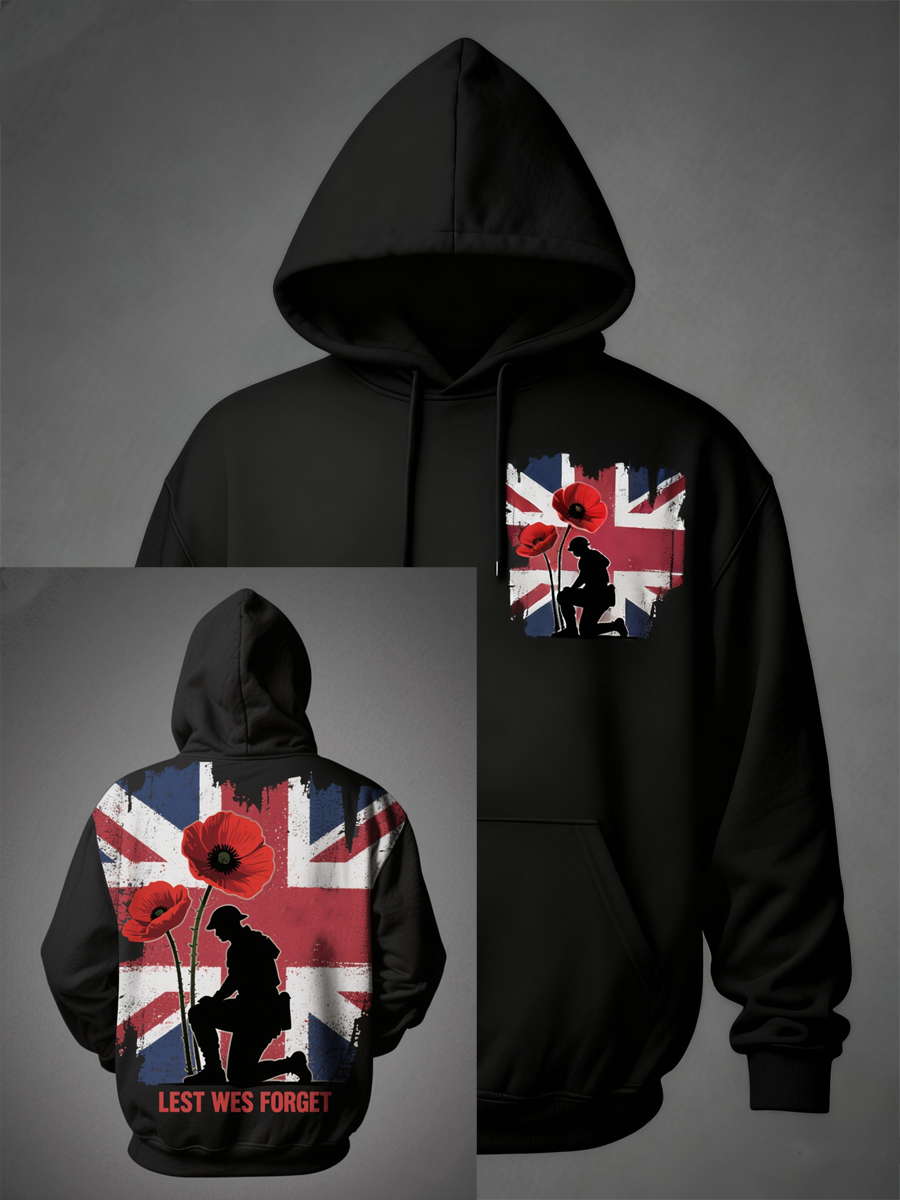 Men's Britain Remembers National Tragedy Oversized Drop-Shoulder Hoodie with Pockets