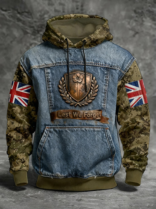 Men's Remembrance Day Lest We Forget Hoodie with Pockets