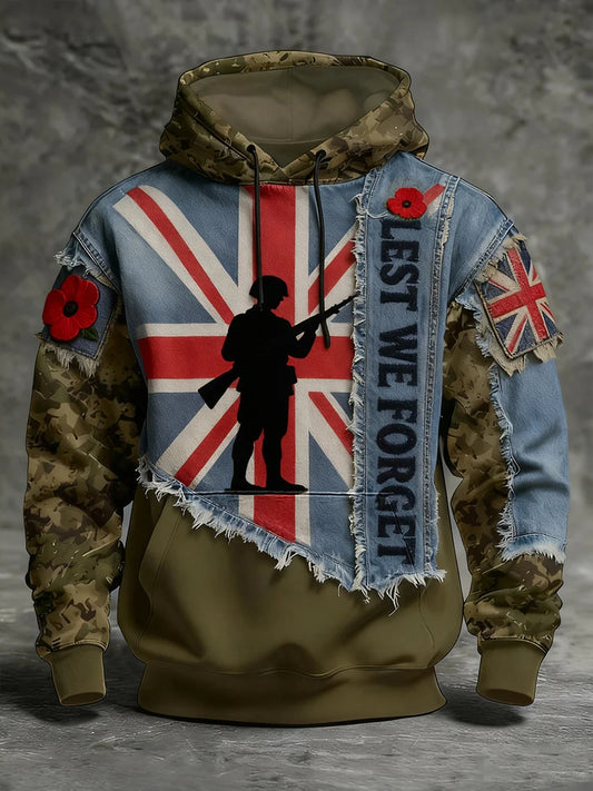 Men's Remembrance Day Lest We Forget Hoodie with Pockets