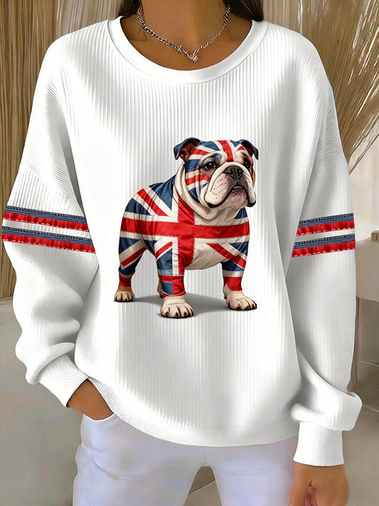 Women's British Style Printed Casual Sweatshirt