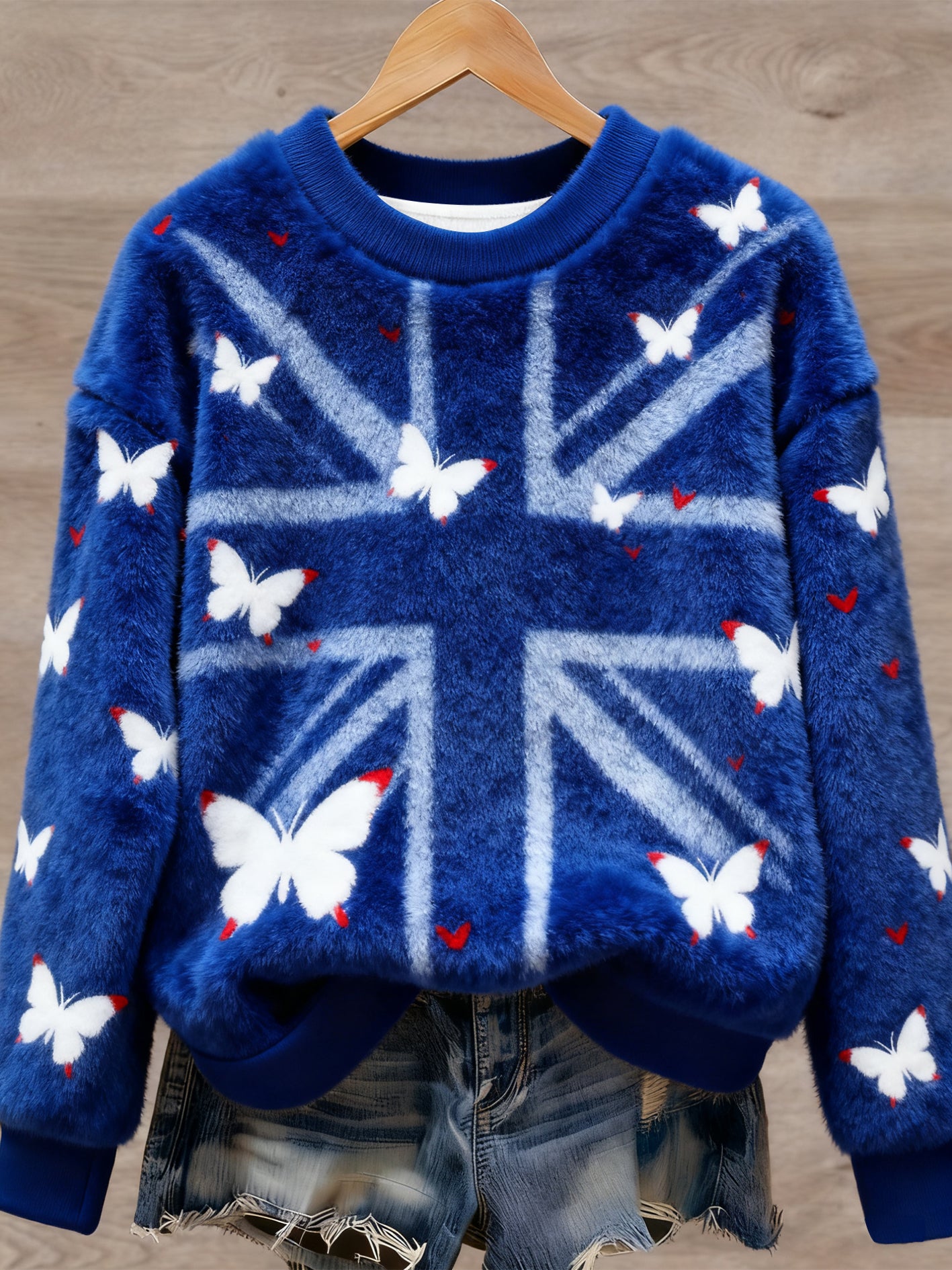 Women's British style Art Print Casual Flannel Sweater