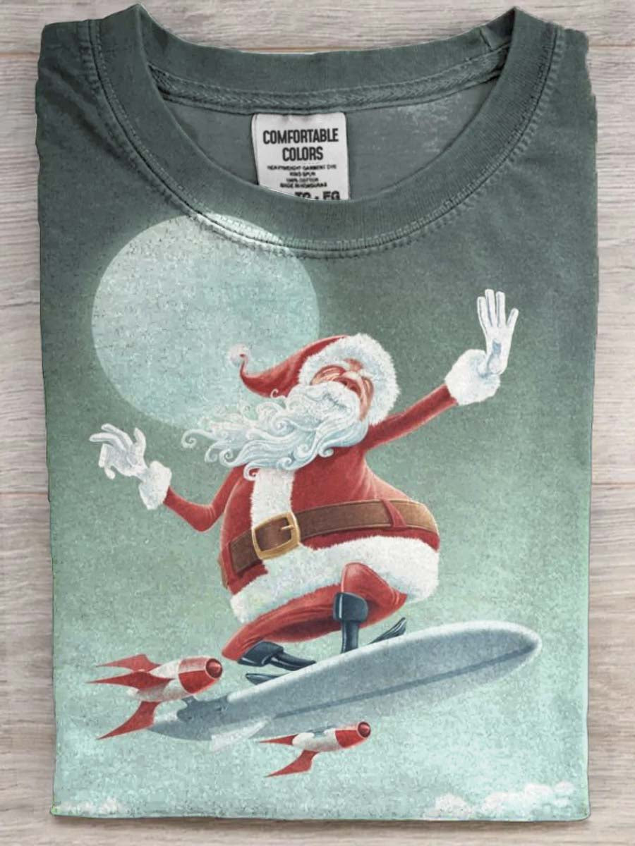 Funny Santa Claus Print Casual Short-Sleeve T-Shirt