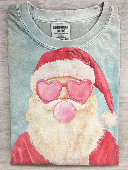 Funny Santa Claus Print Casual Short-Sleeve T-Shirt