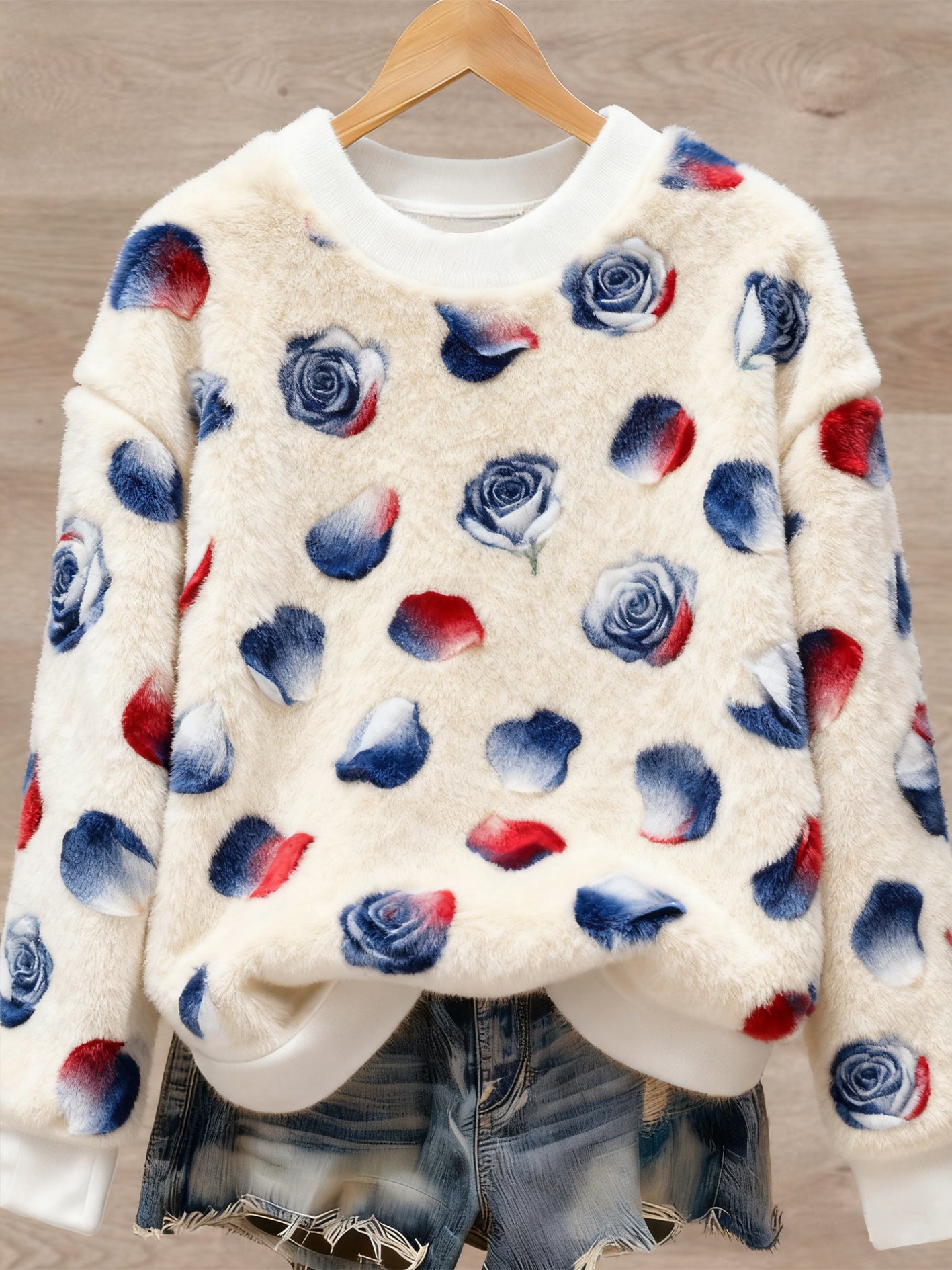 Women's British style Art Print Casual Flannel Sweater