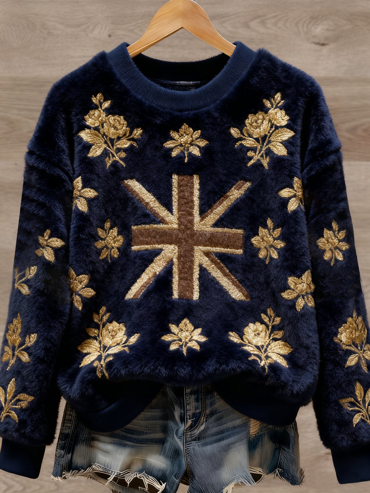 Women's British style Art Print Casual Flannel Sweater