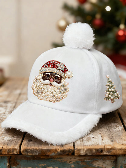 Unisex Christmas Black Santa Claus Print Hat