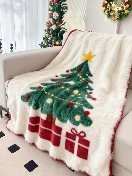 Vintage Christmas Tree Home Decor Flannel Blanket