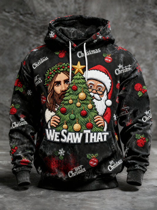 Retro Christmas Jesus Santa Claus Casual Hoodie