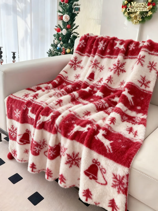 Vintage Christmas Reindeer Home Decor Flannel Blanket