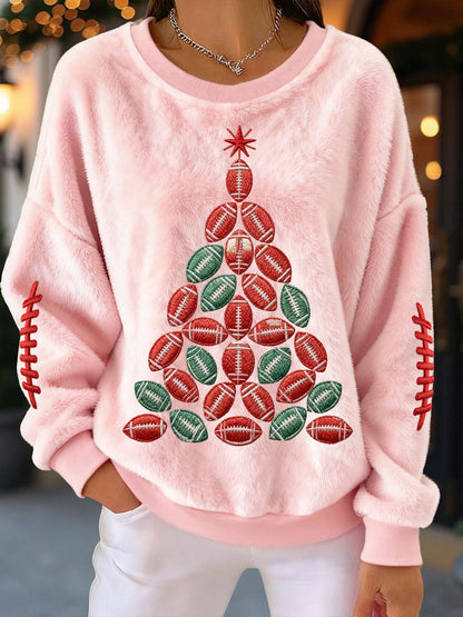 Women's Christmas Tree Rugby Flannel Sweatshirts
