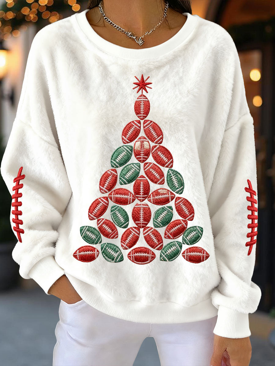 Women's Christmas Tree Rugby Flannel Sweatshirts