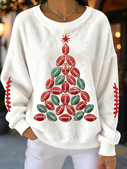 Women's Christmas Tree Rugby Flannel Sweatshirts