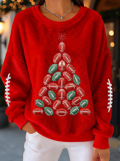 Women's Christmas Tree Rugby Flannel Sweatshirts