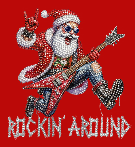 Men's Christmas Rock Santa Claus Print Fur Collar Zip-Up Jacket