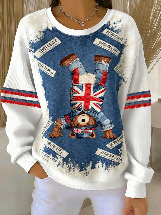 Women's British Style Printed Casual Sweatshirt