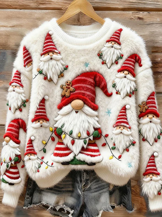 Women's Retro Animal Christmas Art Print Casual Flannel Top