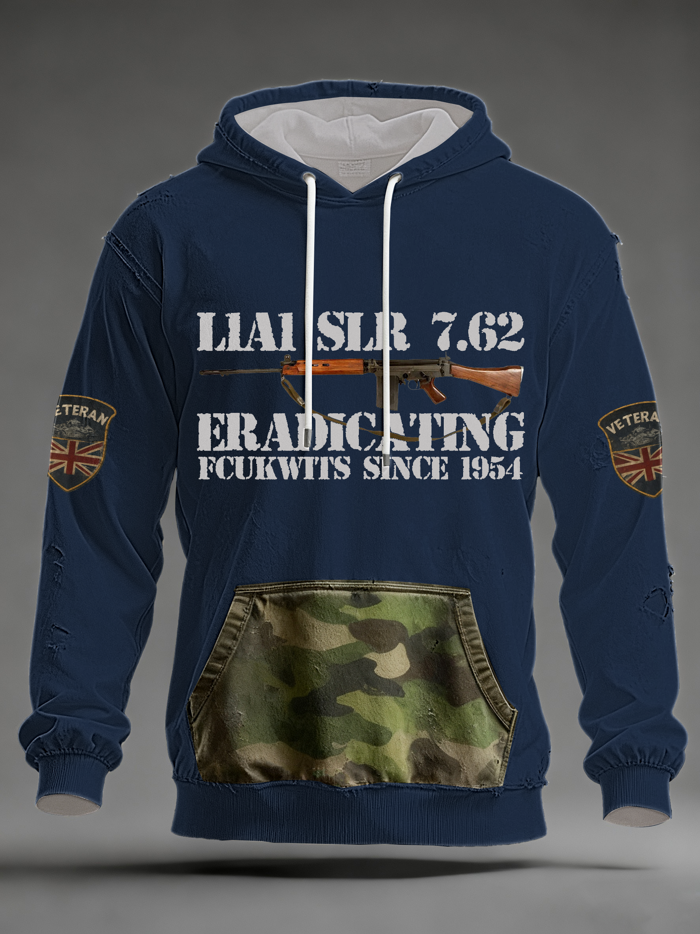 Men's L1A1 SLR 7.62 Print Oversized Drop-Shoulder Hoodie with Pockets