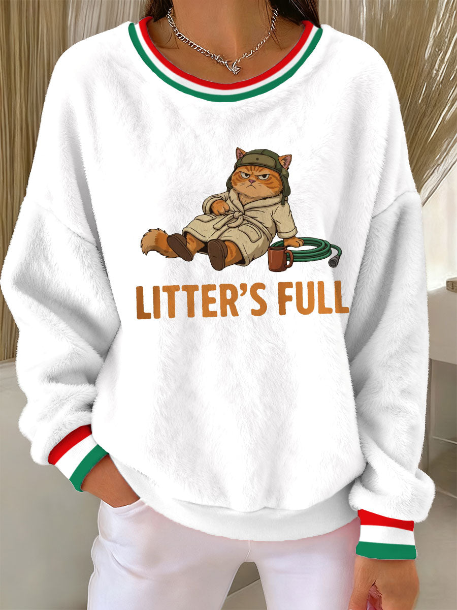 Women's Christmas Funny Cat Print Casual Sweatshirt