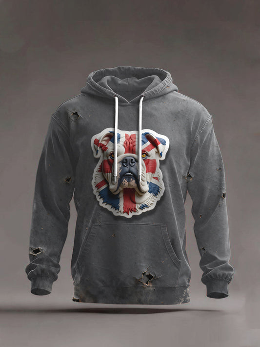 Men's Dark Grey Hoodie with British French Bulldog Design