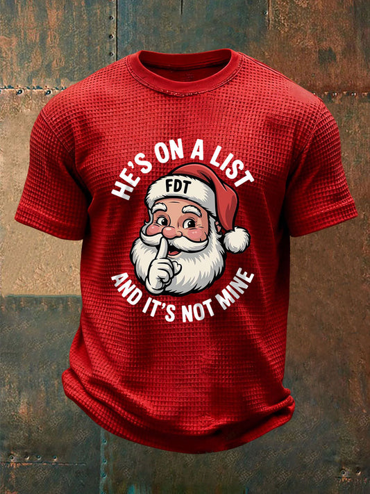 Men's Christmas FDT Waffle Print Casual T-Shirt