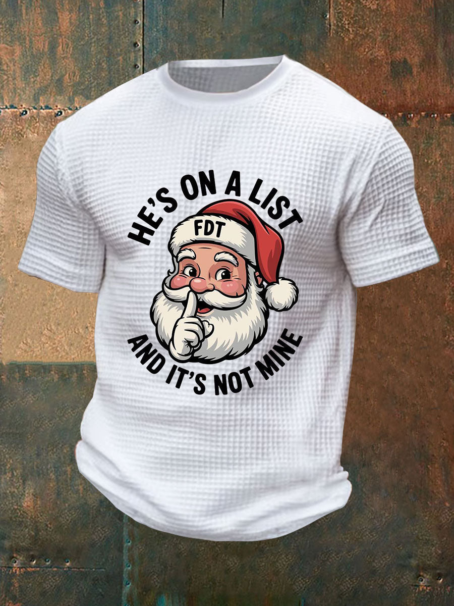 Men's Christmas FDT Waffle Print Casual T-Shirt